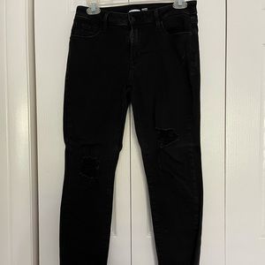 Old navy black distressed jeans raw hem
